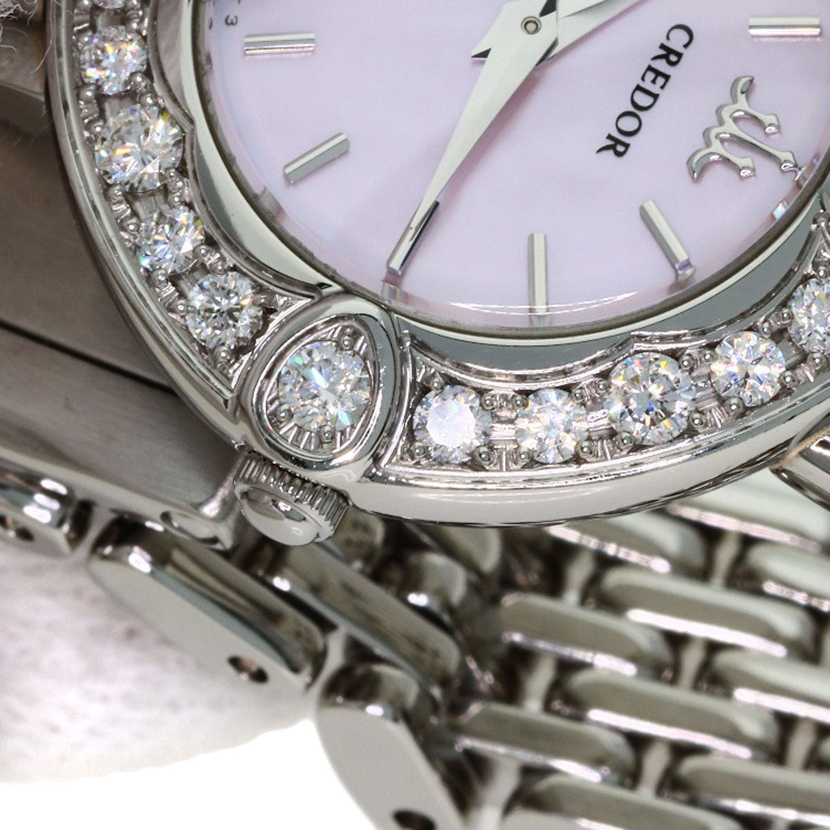 SEIKO セイコー 1E70-0CY0 クレドール シグノ ベゼル ダイヤモンド 腕時計 SS レディース 中古