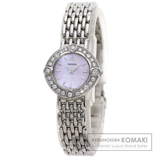 SEIKO セイコー 1E70-0CY0 クレドール シグノ ベゼル ダイヤモンド 腕時計 SS レディース 中古