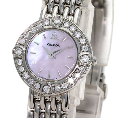 SEIKO セイコー 1E70-0CY0 クレドール シグノ ベゼル ダイヤモンド 腕時計 SS レディース 中古