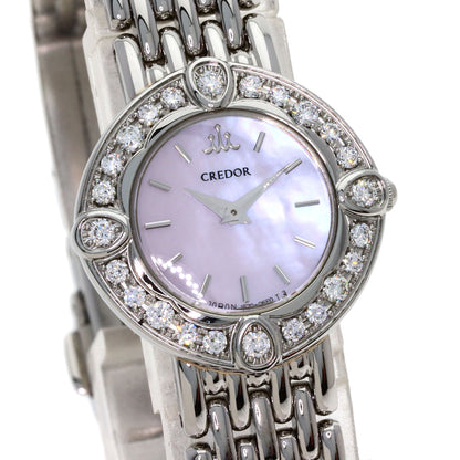 SEIKO セイコー 1E70-0CY0 クレドール シグノ ベゼル ダイヤモンド 腕時計 SS レディース 中古