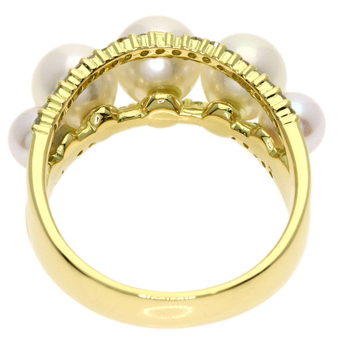 SELECT JEWELRY セレクトジュエリー パール 真珠 ダイヤモンド リング・指輪 K18YG レディース 中古