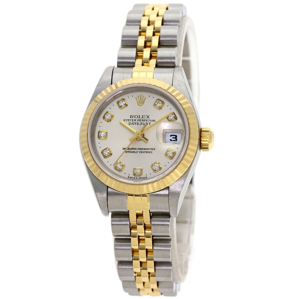ROLEX ロレックス 79173G デイトジャスト 10P ダイヤモンド 腕時計 SS レディース 中古