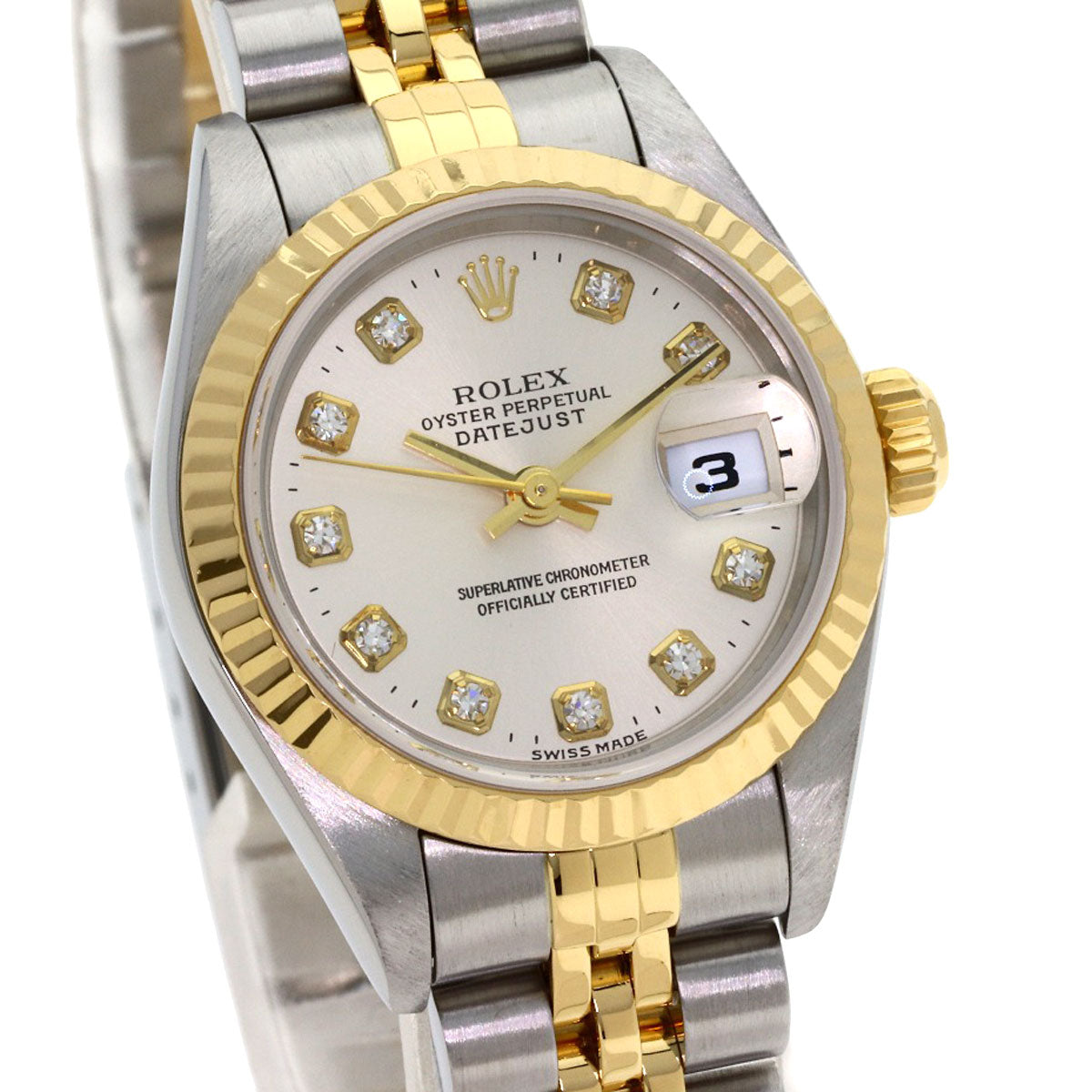 ROLEX ロレックス 79173G デイトジャスト 10P ダイヤモンド 腕時計 SS レディース 中古