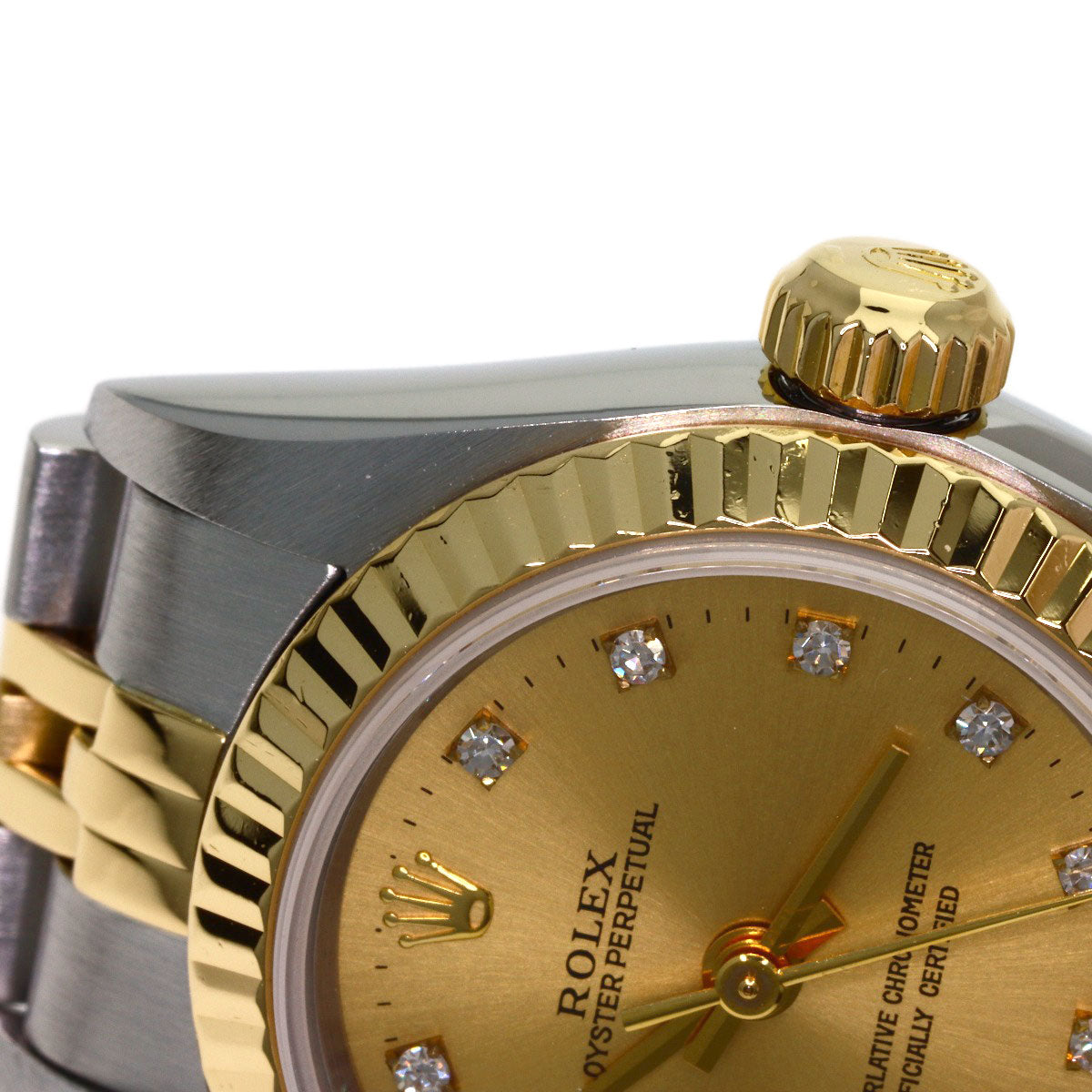 ROLEX ロレックス 67193G オイスターパーペチュアル 11P ダイヤモンド 腕時計 SS レディース 中古