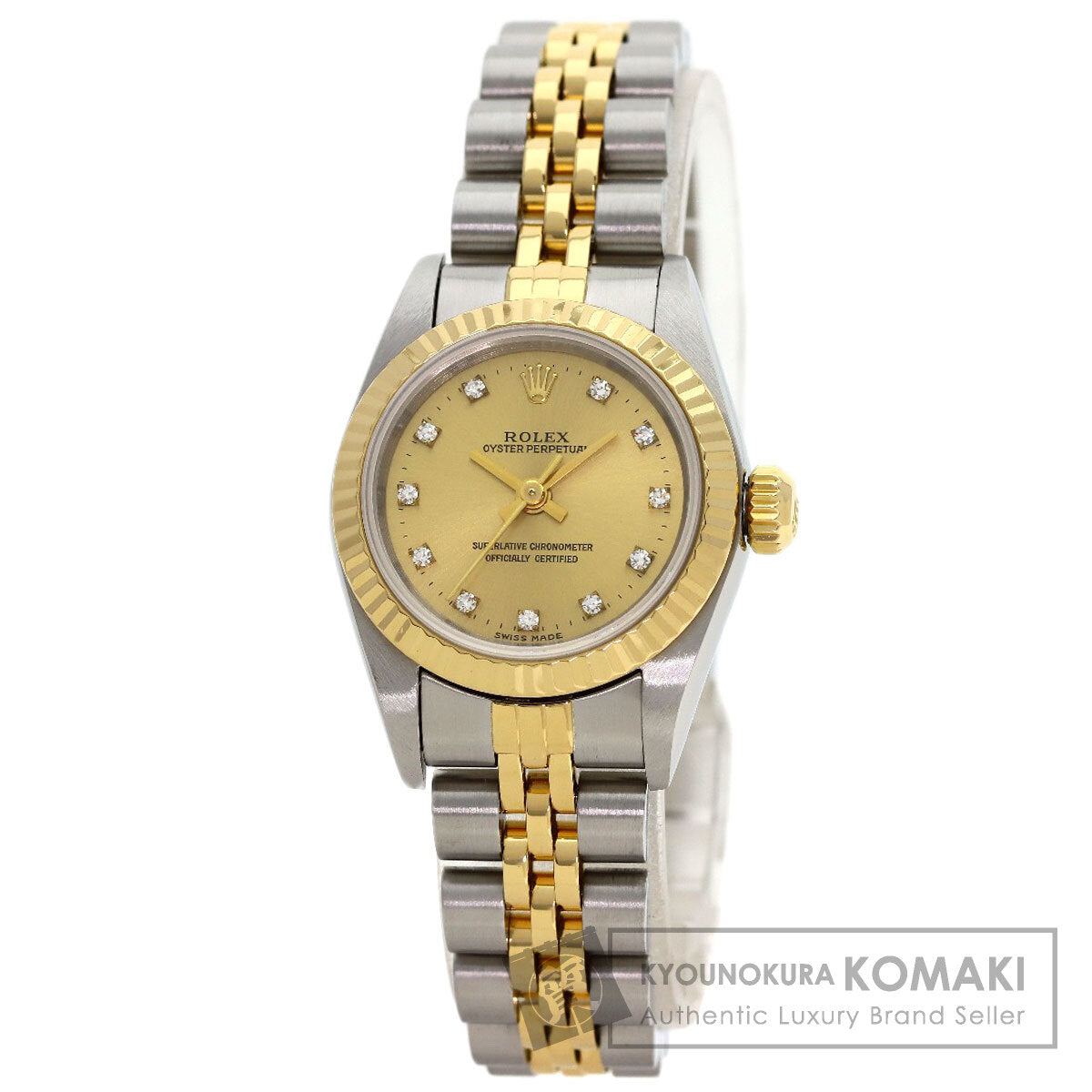 ROLEX ロレックス 67193G オイスターパーペチュアル 11P ダイヤモンド 腕時計 SS レディース 中古