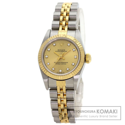 ROLEX ロレックス 67193G オイスターパーペチュアル 11P ダイヤモンド 腕時計 SS レディース 中古
