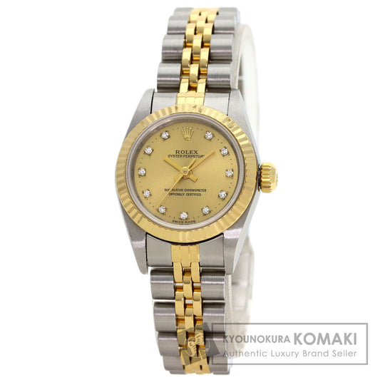 ROLEX ロレックス 67193G オイスターパーペチュアル 11P ダイヤモンド 腕時計 SS レディース 中古