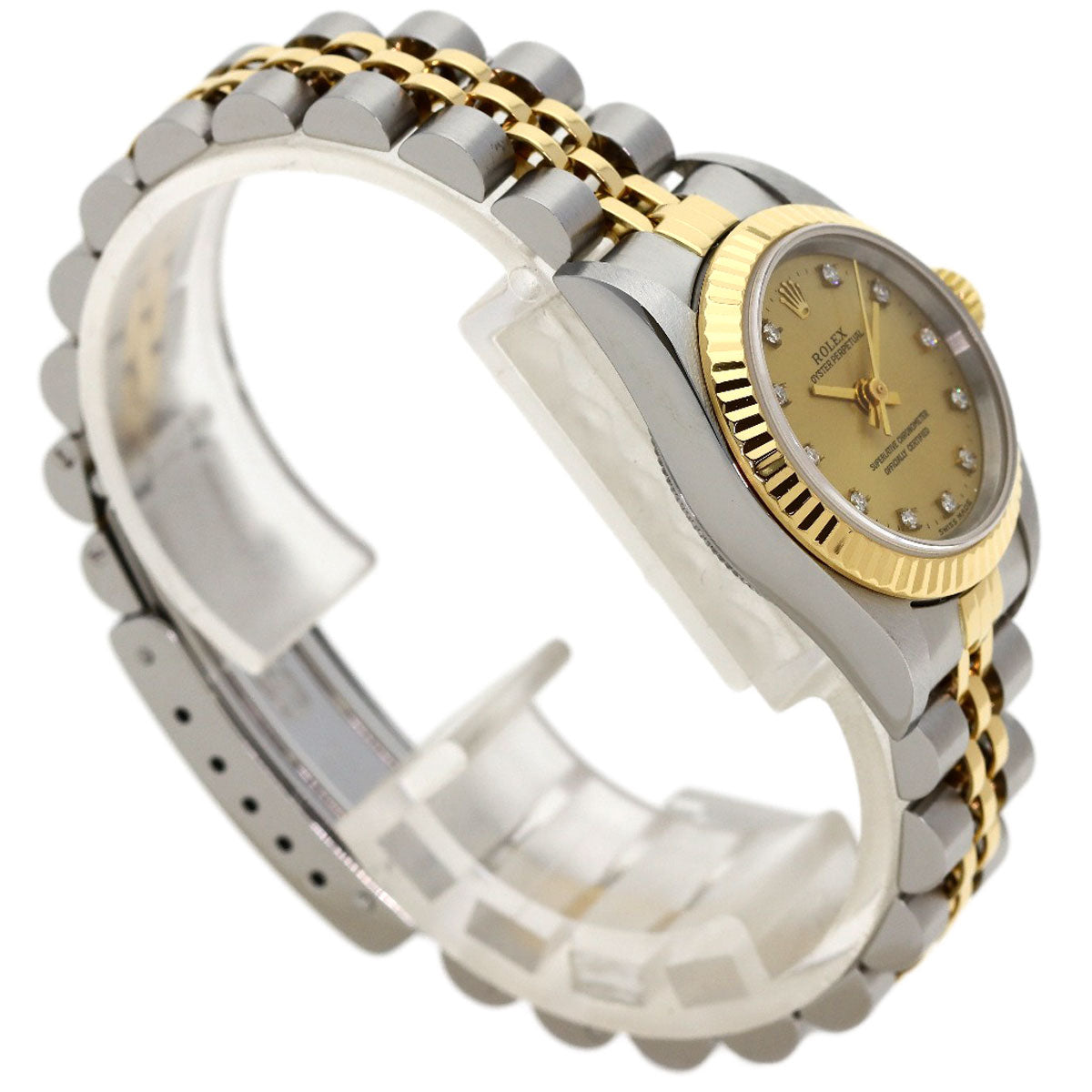 ROLEX ロレックス 67193G オイスターパーペチュアル 11P ダイヤモンド 腕時計 SS レディース 中古