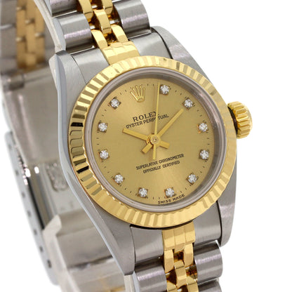 ROLEX ロレックス 67193G オイスターパーペチュアル 11P ダイヤモンド 腕時計 SS レディース 中古