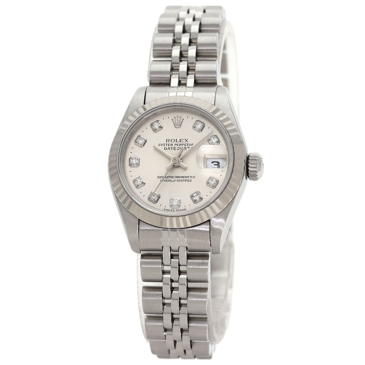 ROLEX ロレックス 69174G デイトジャスト 10P ダイヤモンド 腕時計 SS レディース 中古