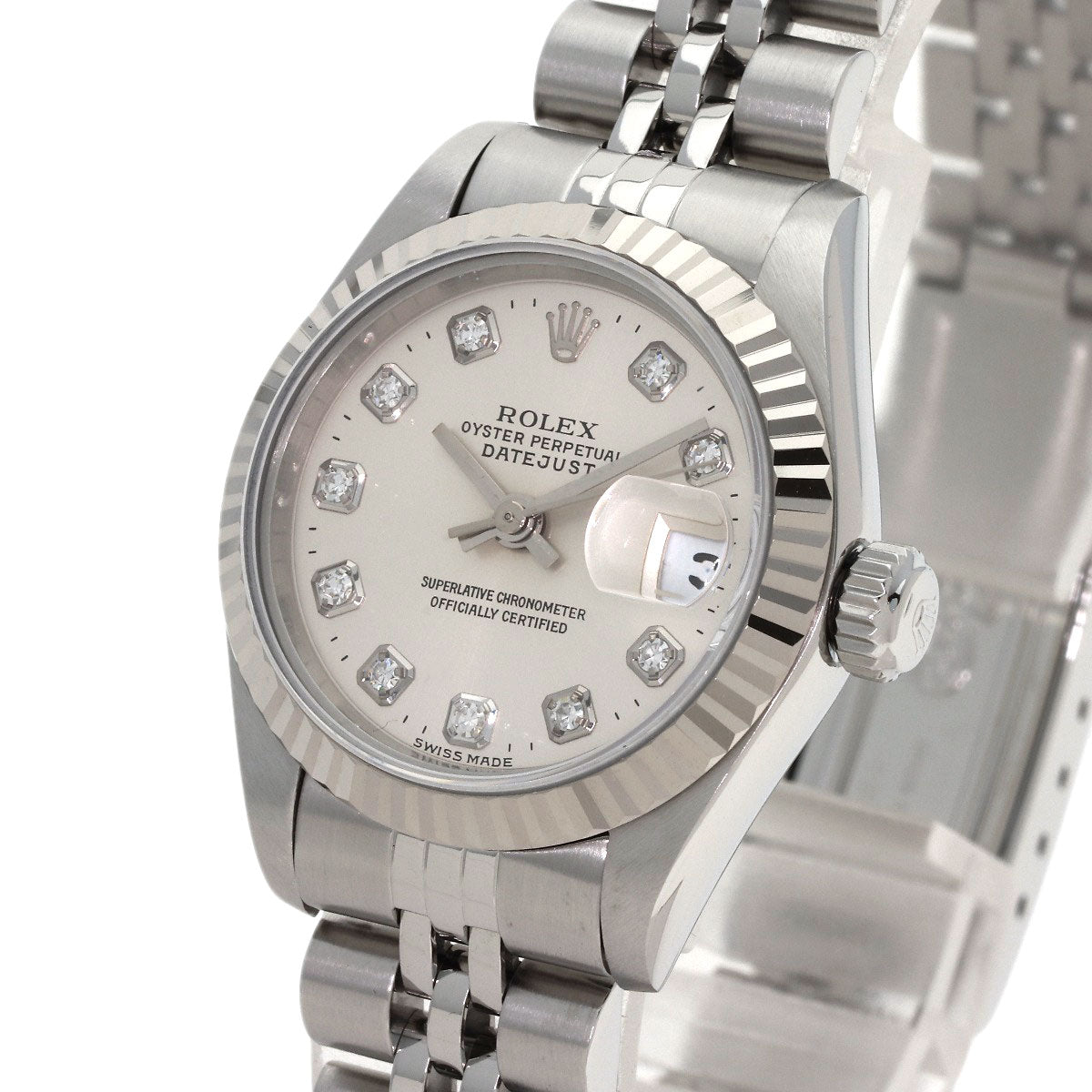 ROLEX ロレックス 69174G デイトジャスト 10P ダイヤモンド 腕時計 SS レディース 中古