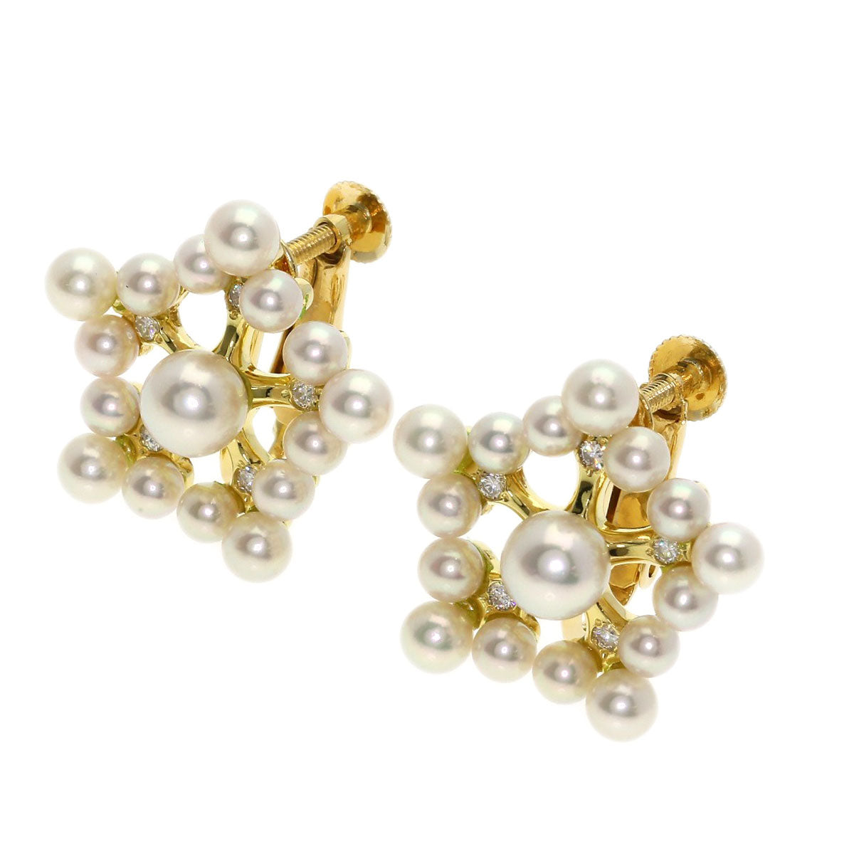 SELECT JEWELRY セレクトジュエリー パール 真珠 ダイヤモンド イヤリング K18YG レディース 中古