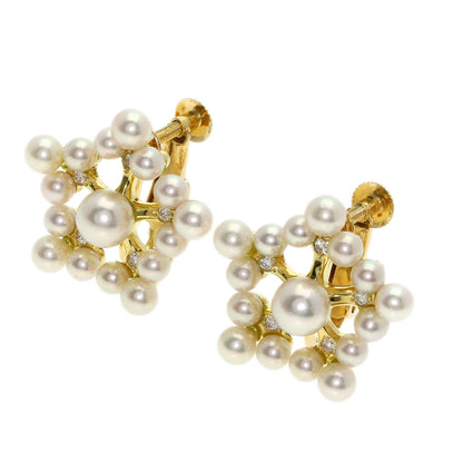 SELECT JEWELRY セレクトジュエリー パール 真珠 ダイヤモンド イヤリング K18YG レディース 中古