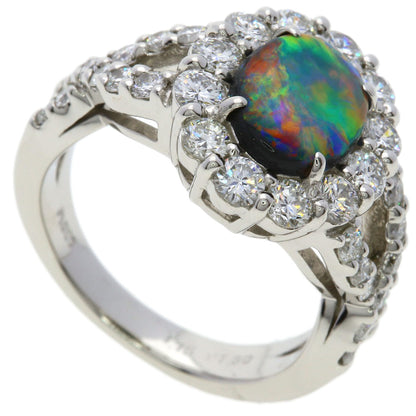 SELECT JEWELRY セレクトジュエリー ブラックオパール ダイヤモンド リング・指輪 PT900 レディース 中古