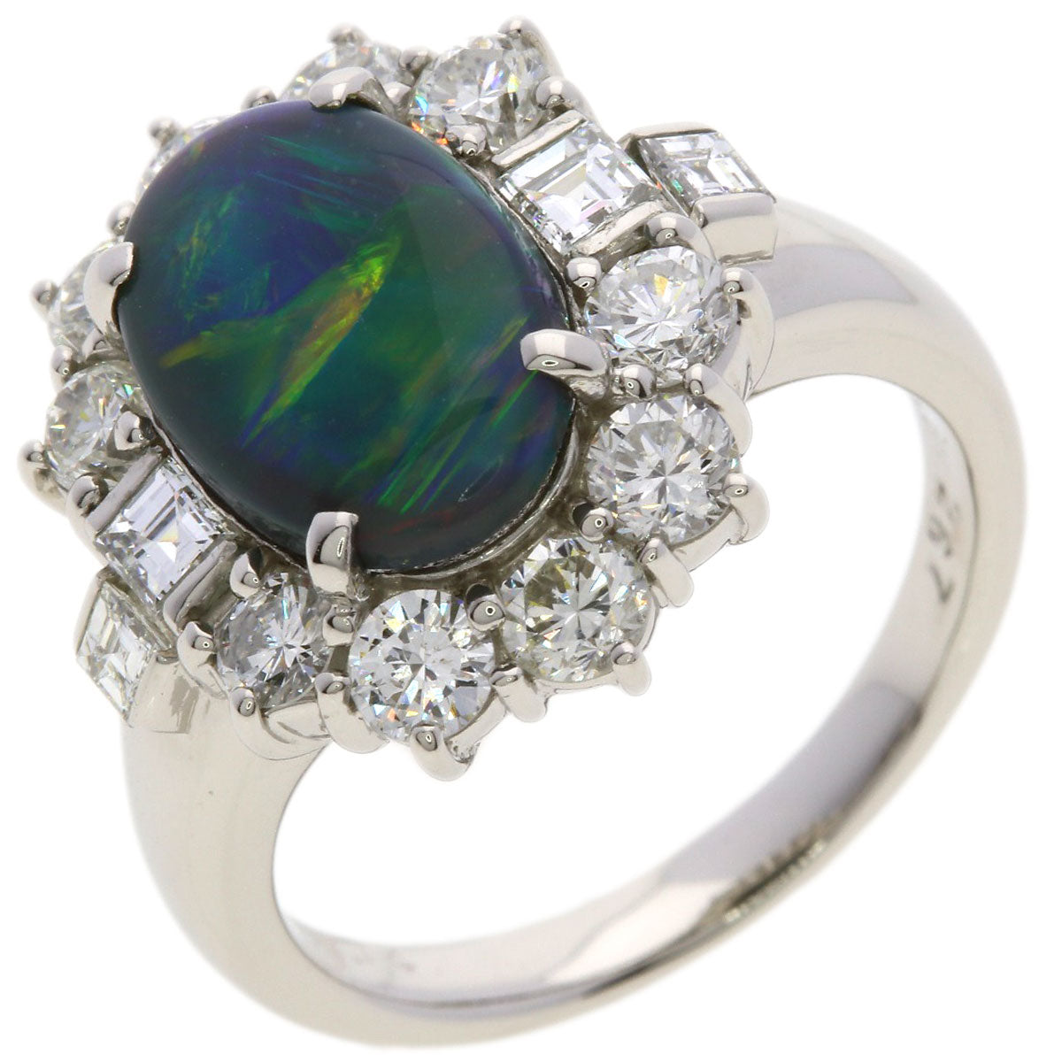 SELECT JEWELRY セレクトジュエリー ブラックオパール ダイヤモンド リング・指輪 PT900 レディース 中古