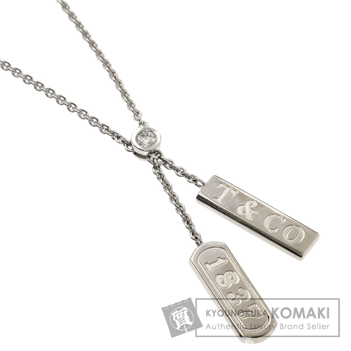 ティファニー 1837 ダブルバー 1P ダイヤモンド ネックレス 中古 商品画像1