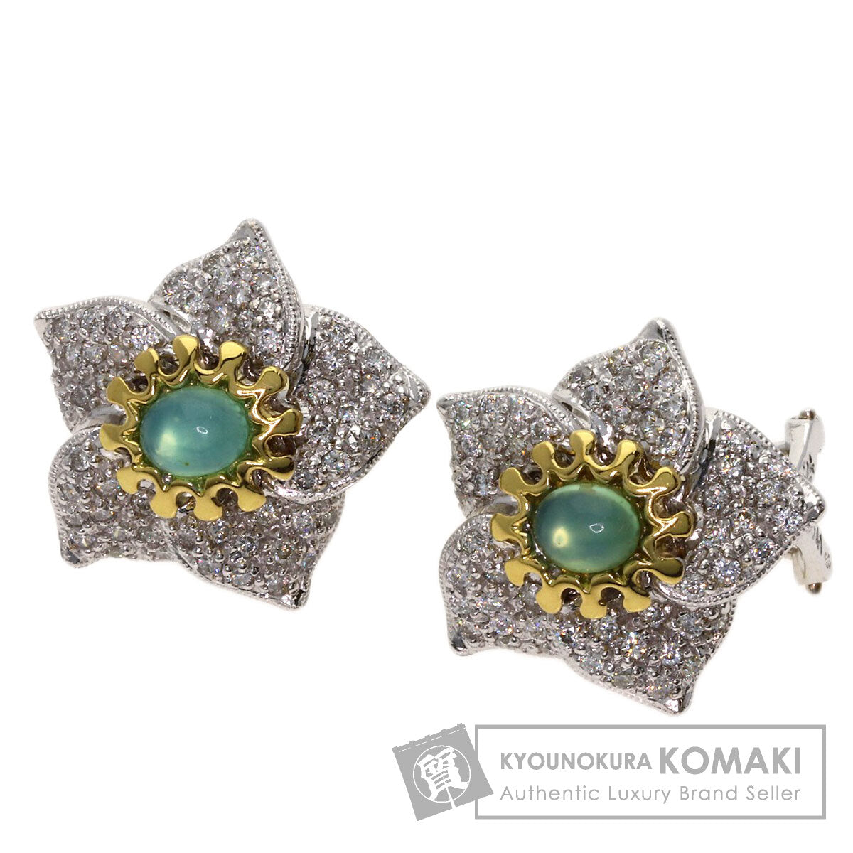 SELECT JEWELRY セレクトジュエリー オパール ダイヤモンド イヤリング K18WG レディース 中古