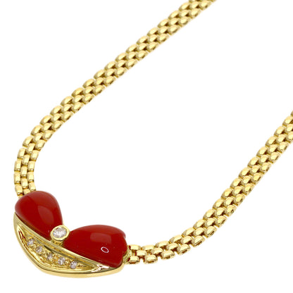 SELECT JEWELRY セレクトジュエリー サンゴ 珊瑚 ダイヤモンド ネックレス K18YG レディース 中古