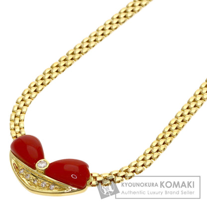 SELECT JEWELRY セレクトジュエリー サンゴ 珊瑚 ダイヤモンド ネックレス K18YG レディース 中古