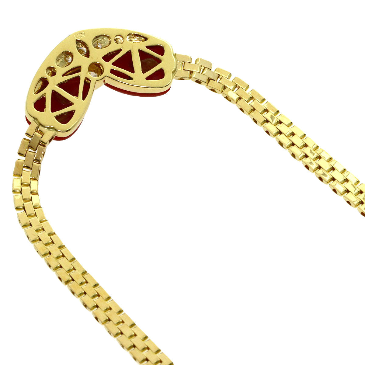 SELECT JEWELRY セレクトジュエリー サンゴ 珊瑚 ダイヤモンド ネックレス K18YG レディース 中古