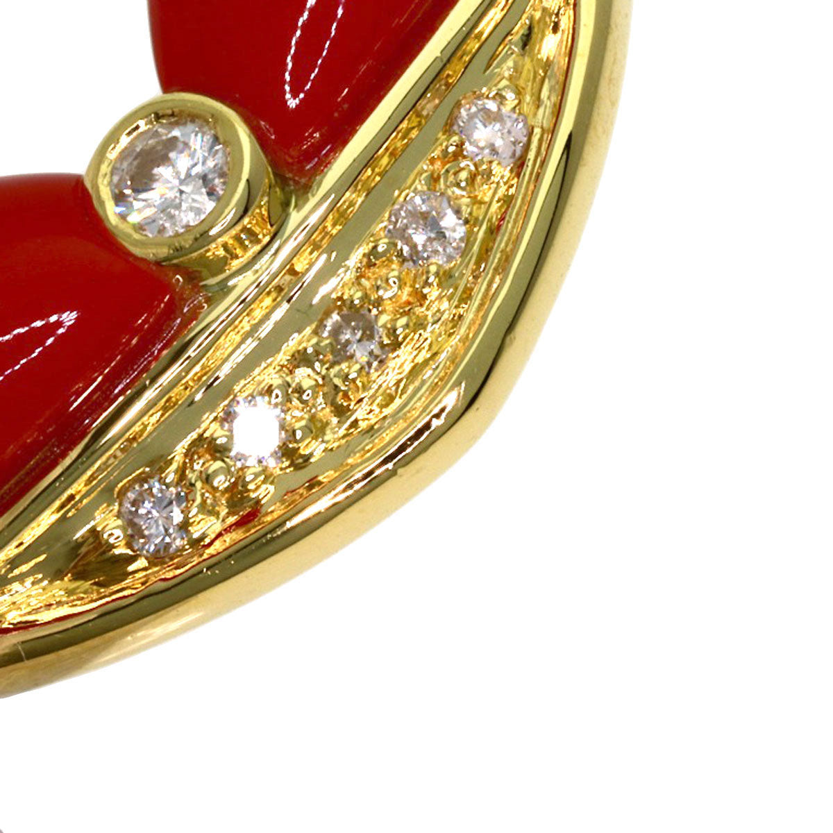 SELECT JEWELRY セレクトジュエリー サンゴ 珊瑚 ダイヤモンド ネックレス K18YG レディース 中古