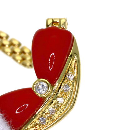SELECT JEWELRY セレクトジュエリー サンゴ 珊瑚 ダイヤモンド ネックレス K18YG レディース 中古