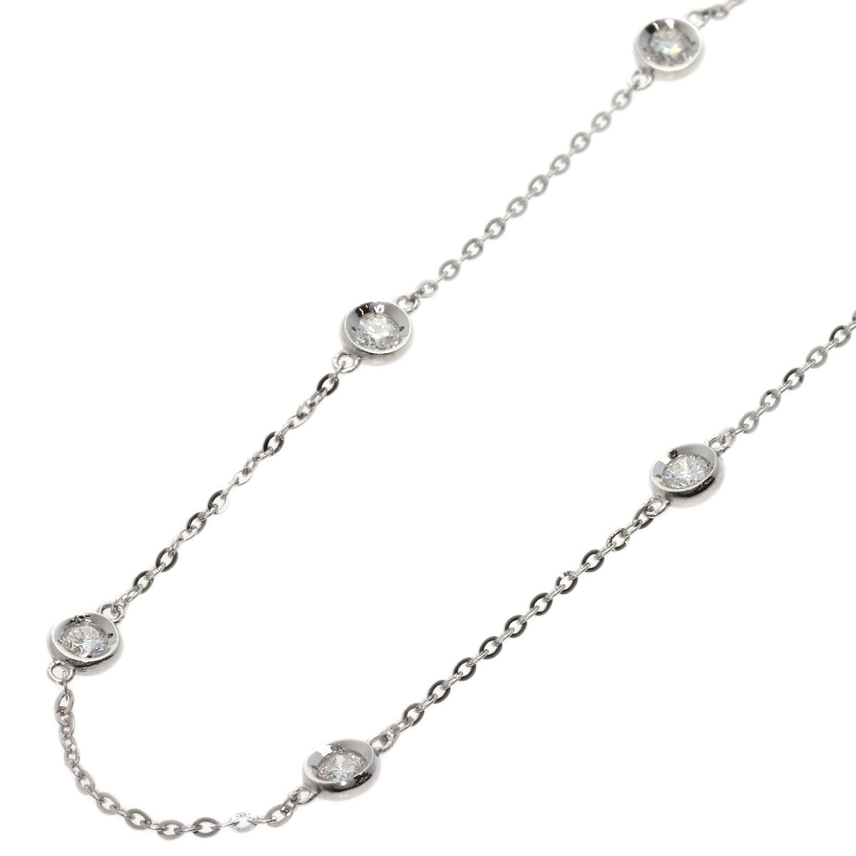 SELECT JEWELRY セレクトジュエリー 13P ダイヤモンド ネックレス K18WG レディース 中古