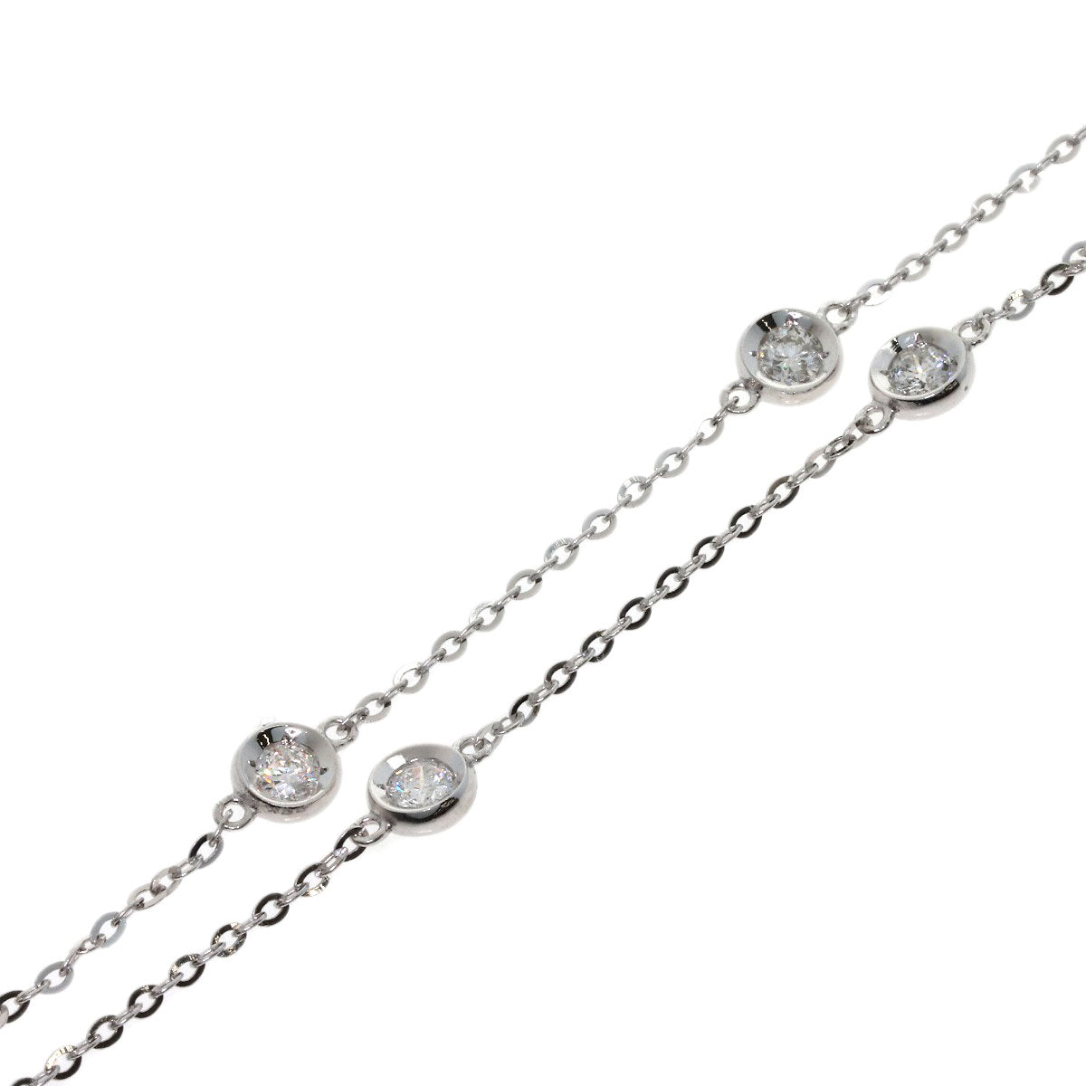 SELECT JEWELRY セレクトジュエリー 13P ダイヤモンド ネックレス K18WG レディース 中古
