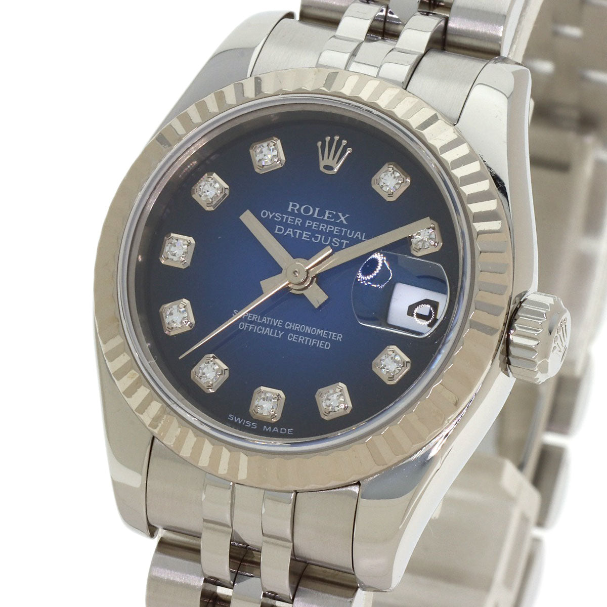 ロレックス 179174G デイトジャスト 10P ダイヤモンド ブルーグラデーション 腕時計 中古 商品画像4
