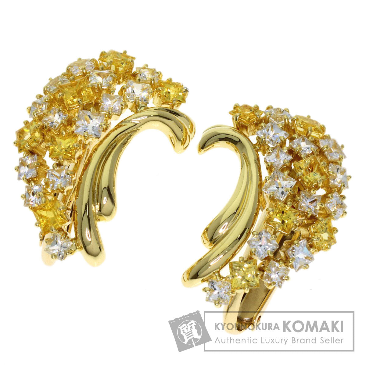 ジュネ イエローサファイア ホワイトサファイア イヤリング 中古 商品画像1