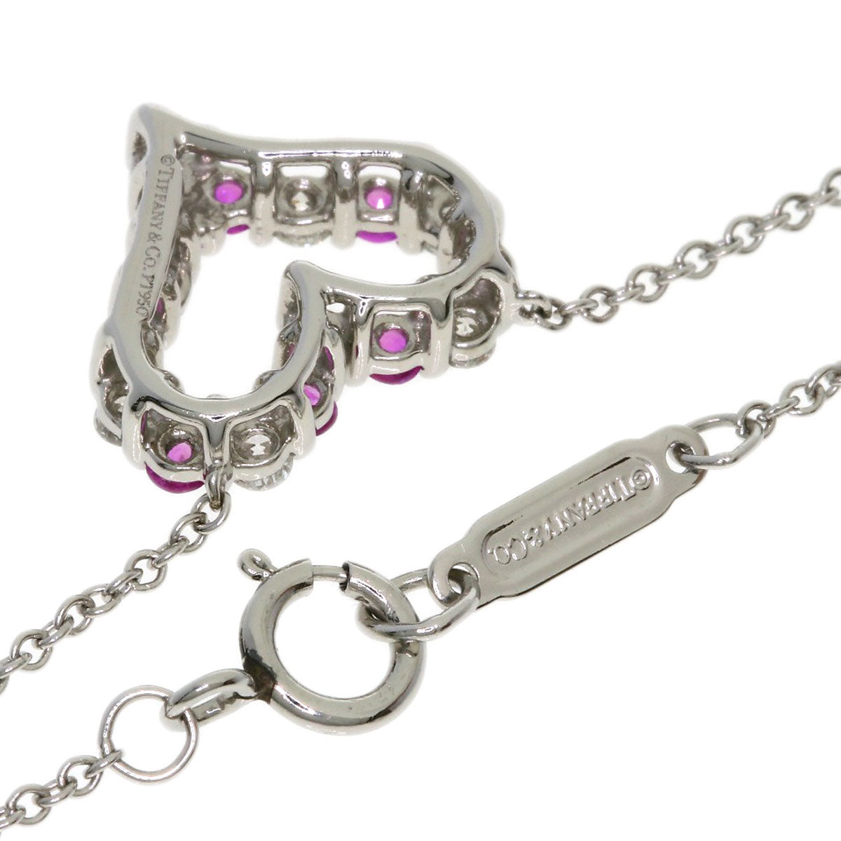 ティファニー センチメンタル ハート ダイヤモンド ピンクサファイア ネックレス 中古 商品画像3