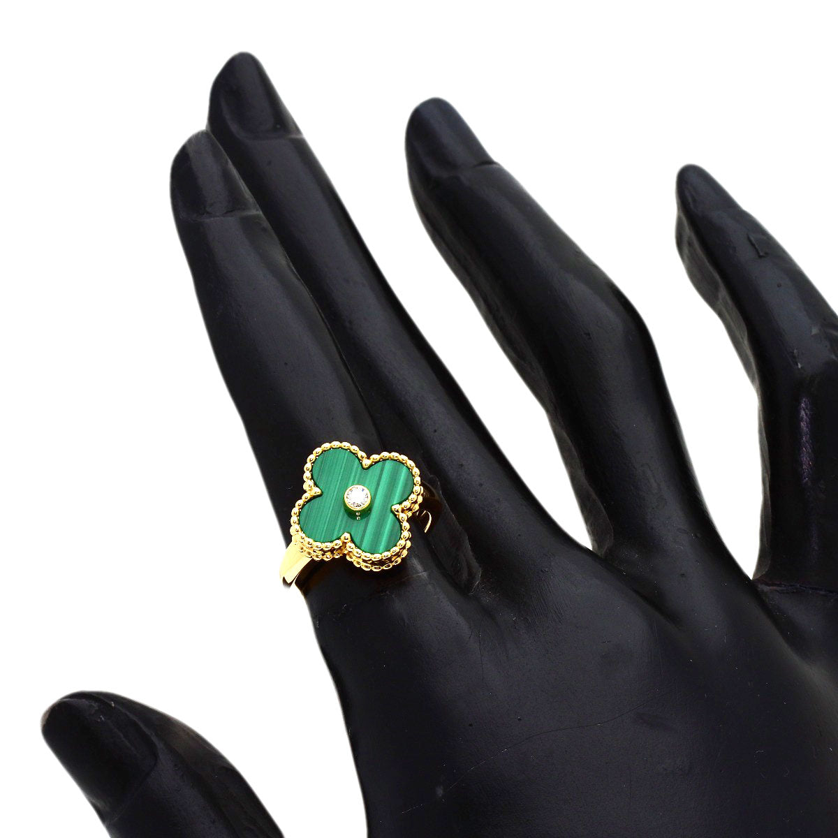 ヴァンクリーフ＆アーペル ヴィンテージ アルハンブラ マラカイト ダイヤモンド #48 リング・指輪 中古 商品画像7