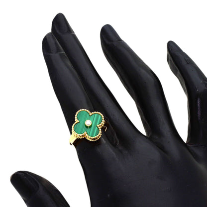 ヴァンクリーフ＆アーペル ヴィンテージ アルハンブラ マラカイト ダイヤモンド #48 リング・指輪 中古 商品画像7