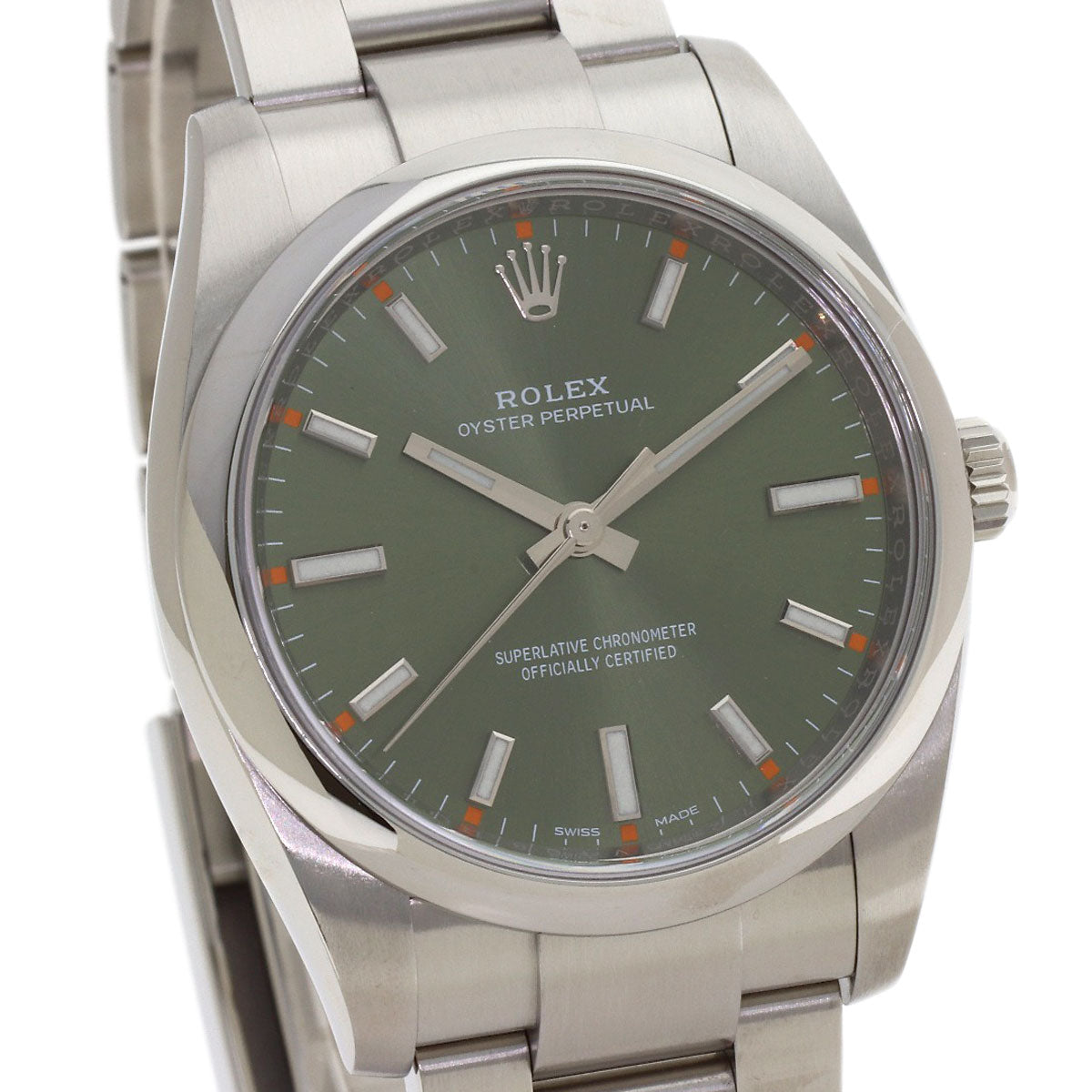 ロレックス 114200 オイスターパーペチュアル オリーブグリーン 腕時計 中古 商品画像5