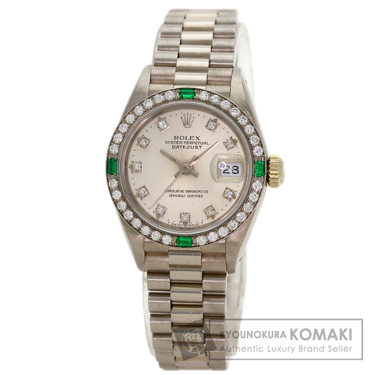 ロレックス 69079G デイトジャスト ダイヤモンド エメラルド 腕時計 中古 商品画像1