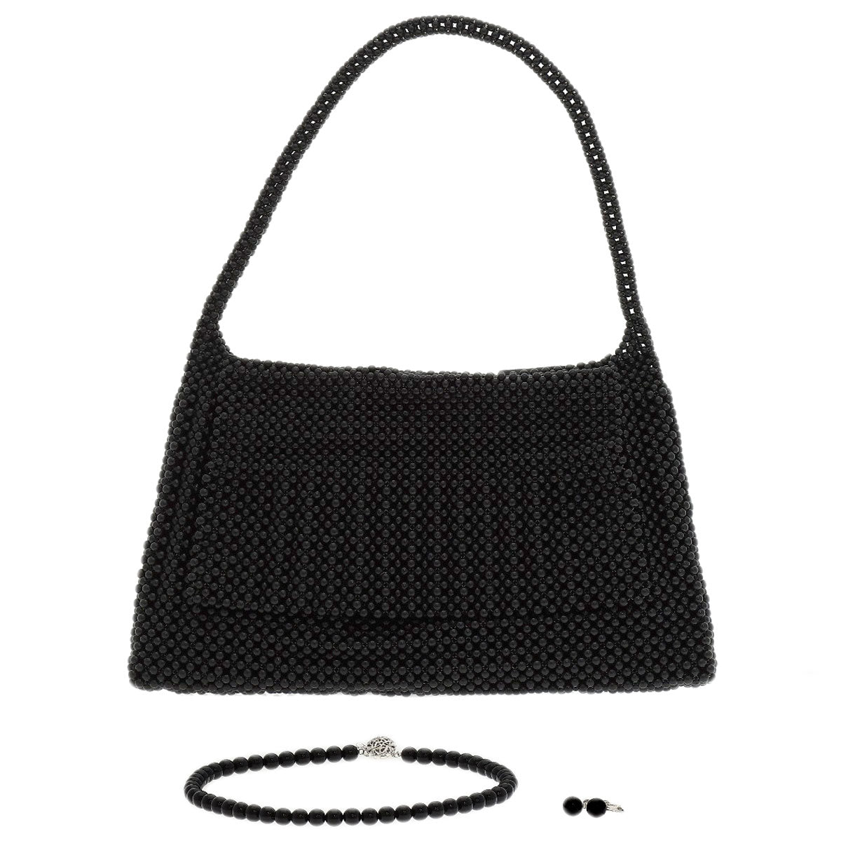 セレクトジュエリー 黒珊瑚 サンゴ イヤリング バッグ 3点セット ネックレス 中古 商品画像12