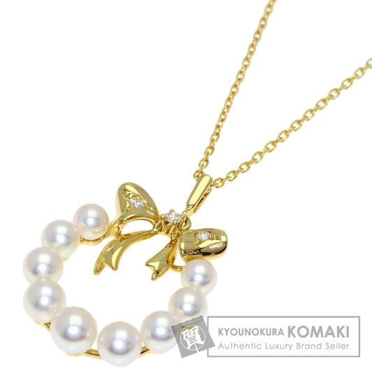 ミキモト リースモチーフ パール 真珠 ダイヤモンド ネックレス 中古 商品画像1