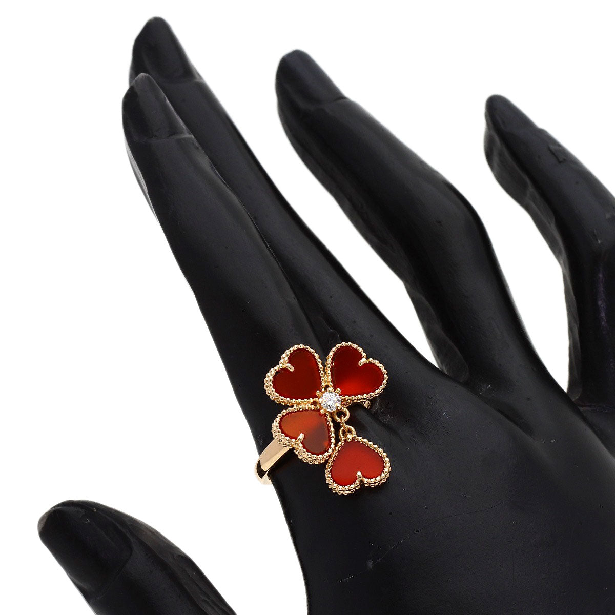 ヴァンクリーフ＆アーペル スウィート アルハンブラ エフイヤージュ カーネリアン ダイヤモンド #54 リング・指輪 中古 商品画像8