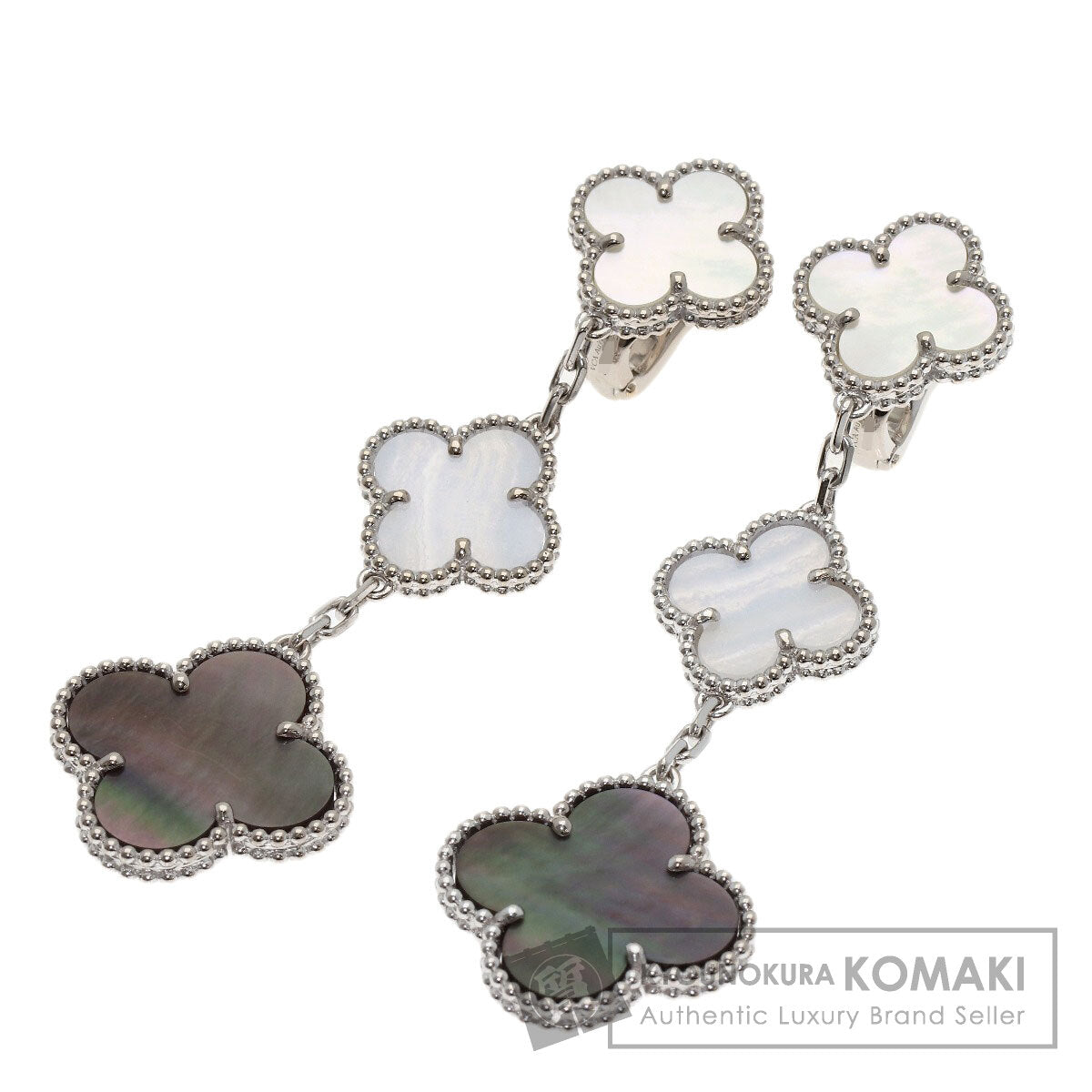 ヴァンクリーフ＆アーペル マジック アルハンブラ 3モチーフ シェル カルセドニー ピアス 中古 商品画像1