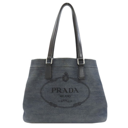 PRADA プラダ ロゴ トートバッグ デニム レディース 中古