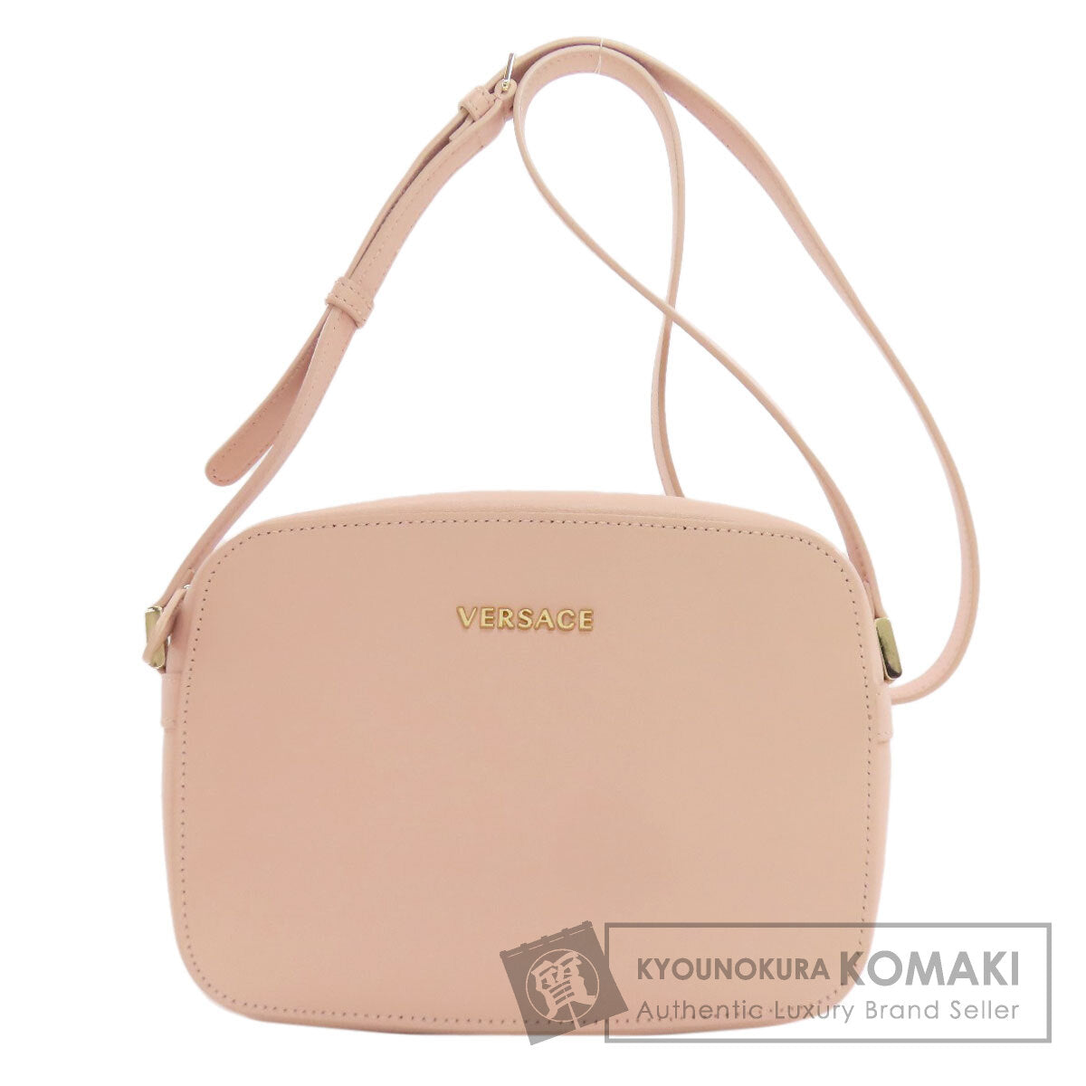 VERSACE ヴェルサーチ ロゴ ショルダーバッグ レザー レディース 中古