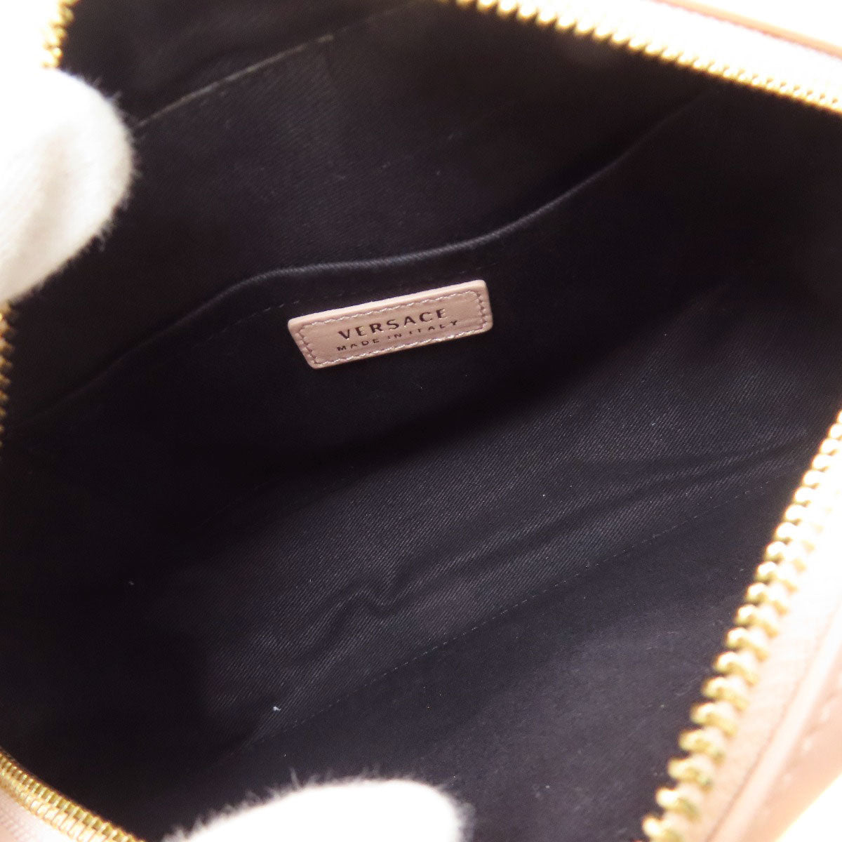 VERSACE ヴェルサーチ ロゴ ショルダーバッグ レザー レディース 中古