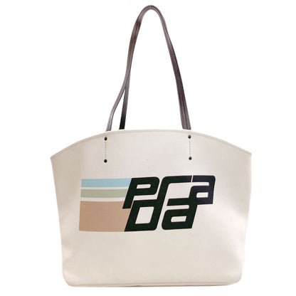 PRADA プラダ ロゴ トートバッグ キャンバス レディース 中古