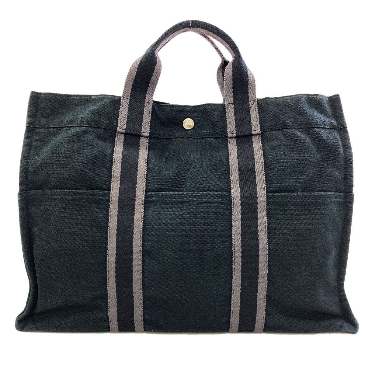 HERMES エルメス サックフールトゥMM シルバー金具 ハンドバッグ キャンバス レディース 中古