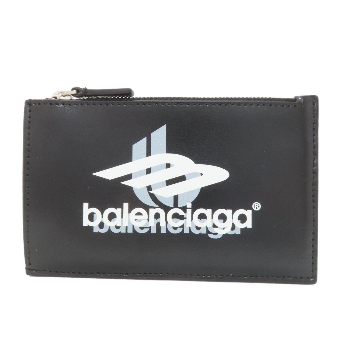 BALENCIAGA バレンシアガ 640535 ロゴプリント カードケース レザー レディース 中古