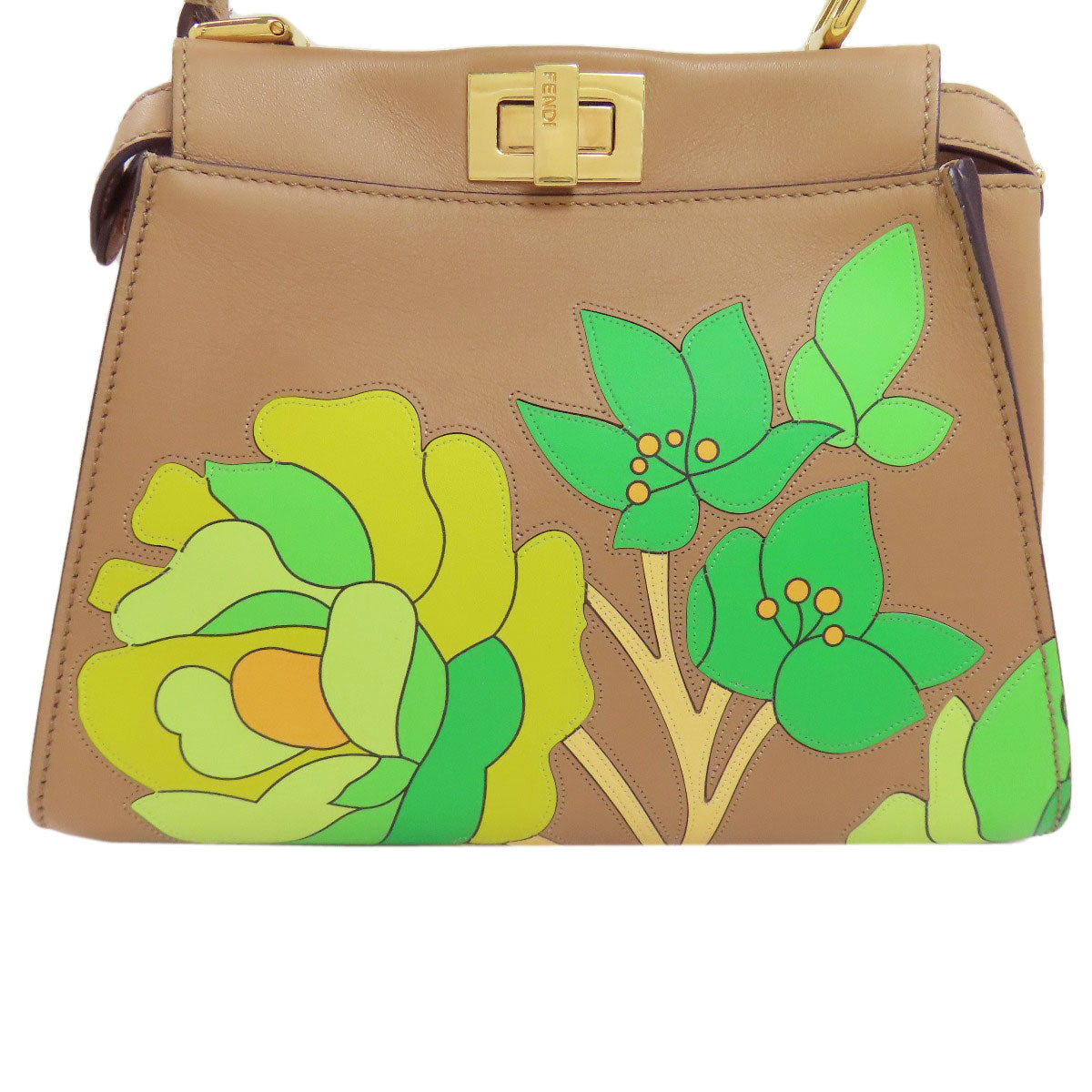 FENDI フェンディ ピーカブー ミニ フラワー 2WAY ハンドバッグ カーフ レディース 中古