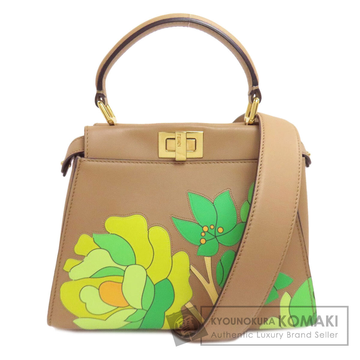 FENDI フェンディ ピーカブー ミニ フラワー 2WAY ハンドバッグ カーフ レディース 中古