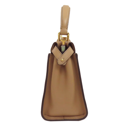 FENDI フェンディ ピーカブー ミニ フラワー 2WAY ハンドバッグ カーフ レディース 中古