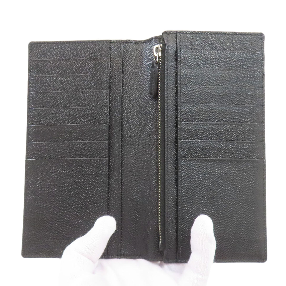 YVES SAINT LAURENT イヴ・サンローラン ロゴ 長財布（小銭入れあり） レザー レディース 中古