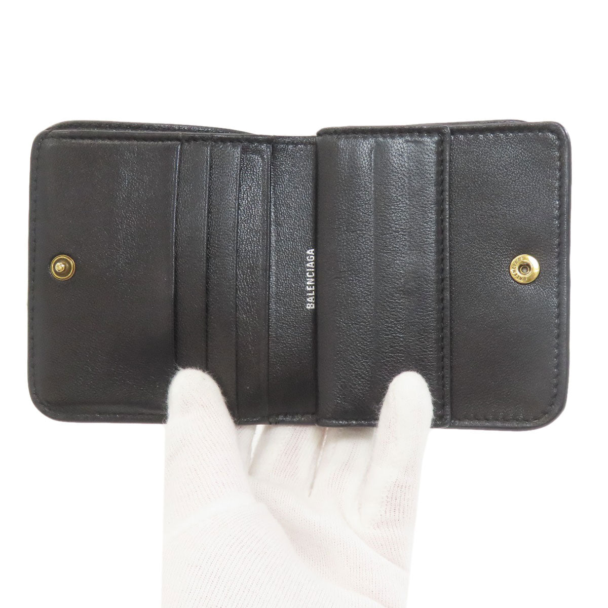 BALENCIAGA バレンシアガ 594216 ロゴ 二つ折り財布（小銭入れあり） カーフ レディース 中古